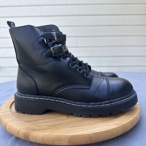 Anarchic by TUK Combat Boots With Buckles Womens Size 10 Black Goth Punk